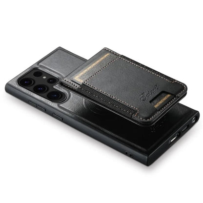 SUTENI H17 For Samsung Galaxy S24 Ultra Magnetic Case Waxy Texture Detachable Card Holder Phone Cover