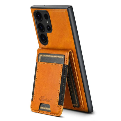 SUTENI H17 For Samsung Galaxy S24 Ultra Magnetic Case Waxy Texture Detachable Card Holder Phone Cover
