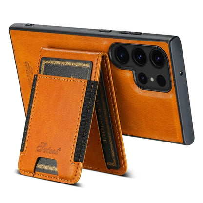 SUTENI H17 For Samsung Galaxy S24 Ultra Magnetic Case Waxy Texture Detachable Card Holder Phone Cover