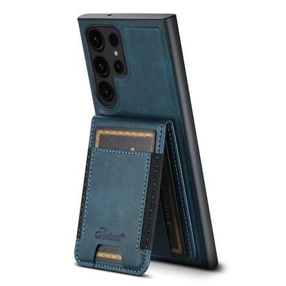 SUTENI H17 For Samsung Galaxy S24 Ultra Magnetic Case Waxy Texture Detachable Card Holder Phone Cover
