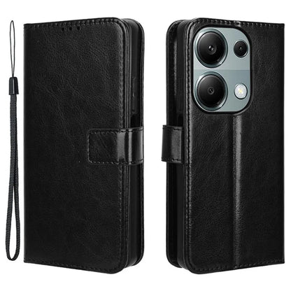 For Xiaomi Redmi Note 13 Pro 4G / Poco M6 Pro 4G Case Stand Wrist Strap Phone Cover Crazy Horse Texture