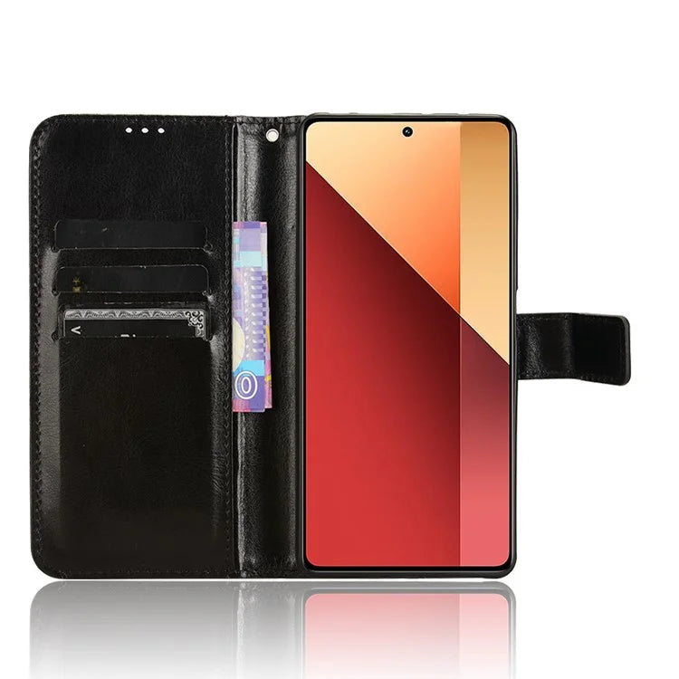 For Xiaomi Redmi Note 13 Pro 4G / Poco M6 Pro 4G Case Stand Wrist Strap Phone Cover Crazy Horse Texture