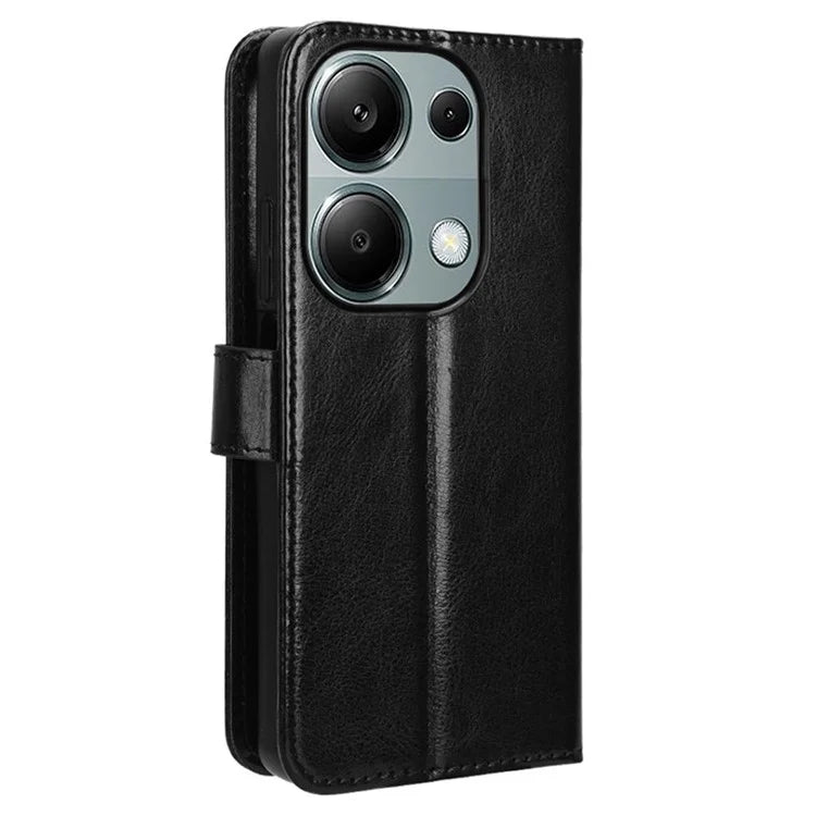 For Xiaomi Redmi Note 13 Pro 4G / Poco M6 Pro 4G Case Stand Wrist Strap Phone Cover Crazy Horse Texture