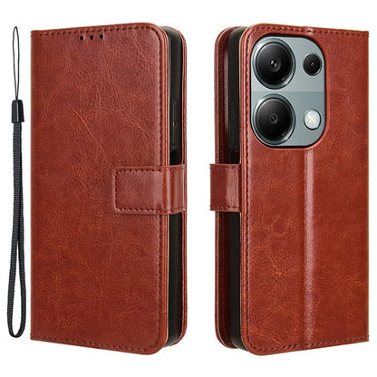 For Xiaomi Redmi Note 13 Pro 4G / Poco M6 Pro 4G Case Stand Wrist Strap Phone Cover Crazy Horse Texture