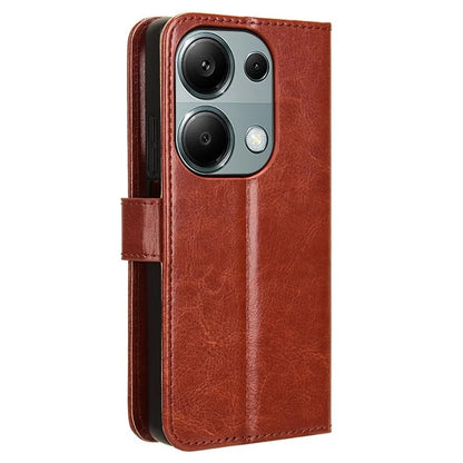 For Xiaomi Redmi Note 13 Pro 4G / Poco M6 Pro 4G Case Stand Wrist Strap Phone Cover Crazy Horse Texture