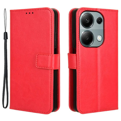 For Xiaomi Redmi Note 13 Pro 4G / Poco M6 Pro 4G Case Stand Wrist Strap Phone Cover Crazy Horse Texture