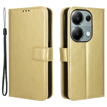 For Xiaomi Redmi Note 13 Pro 4G / Poco M6 Pro 4G Case Stand Wrist Strap Phone Cover Crazy Horse Texture
