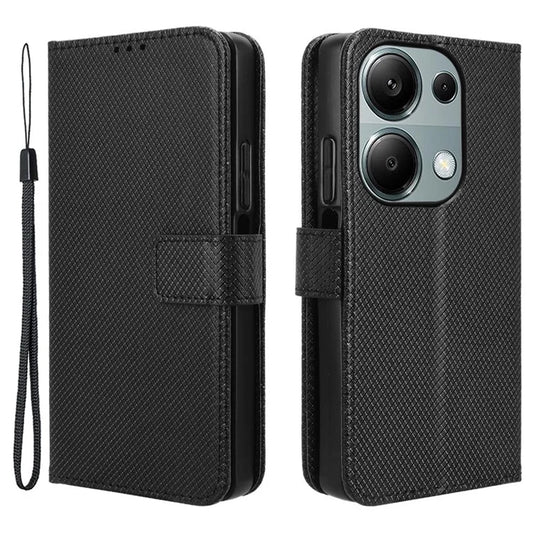 For Xiaomi Redmi Note 13 Pro 4G / Poco M6 Pro 4G Leather Case Diamond Texture Flip Protective Phone Cover