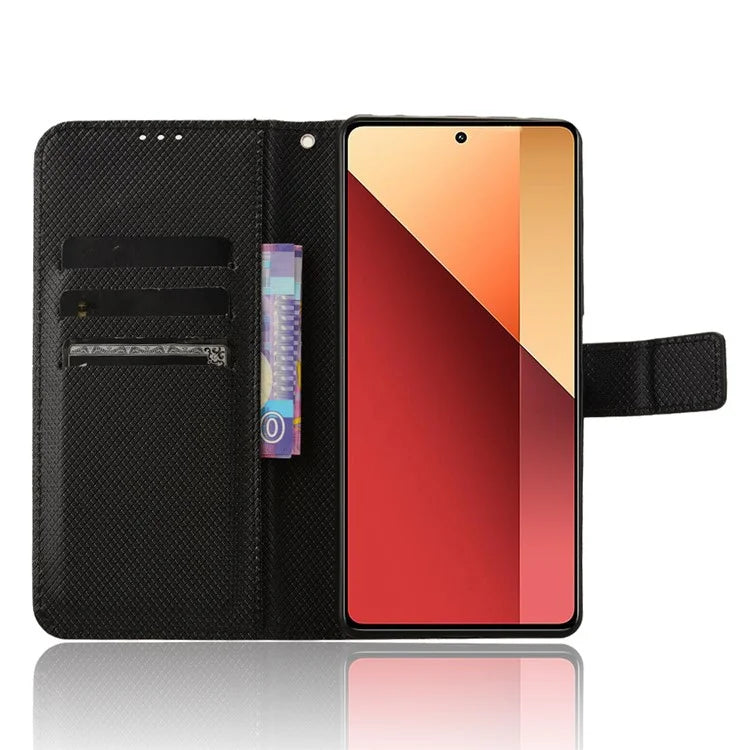 For Xiaomi Redmi Note 13 Pro 4G / Poco M6 Pro 4G Leather Case Diamond Texture Flip Protective Phone Cover