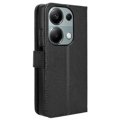 For Xiaomi Redmi Note 13 Pro 4G / Poco M6 Pro 4G Leather Case Diamond Texture Flip Protective Phone Cover