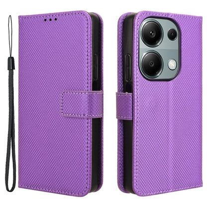 For Xiaomi Redmi Note 13 Pro 4G / Poco M6 Pro 4G Leather Case Diamond Texture Flip Protective Phone Cover