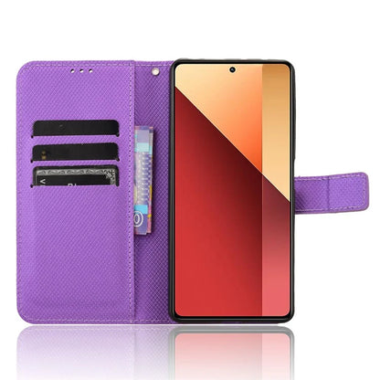 For Xiaomi Redmi Note 13 Pro 4G / Poco M6 Pro 4G Leather Case Diamond Texture Flip Protective Phone Cover