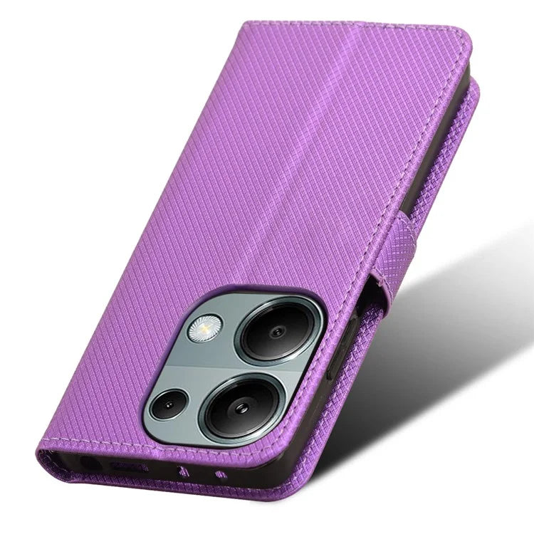 For Xiaomi Redmi Note 13 Pro 4G / Poco M6 Pro 4G Leather Case Diamond Texture Flip Protective Phone Cover