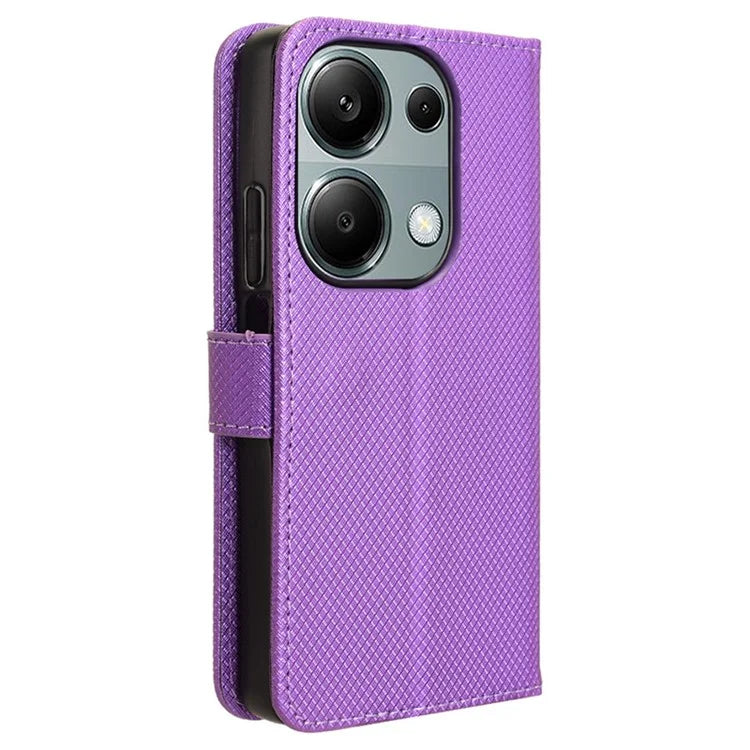 For Xiaomi Redmi Note 13 Pro 4G / Poco M6 Pro 4G Leather Case Diamond Texture Flip Protective Phone Cover