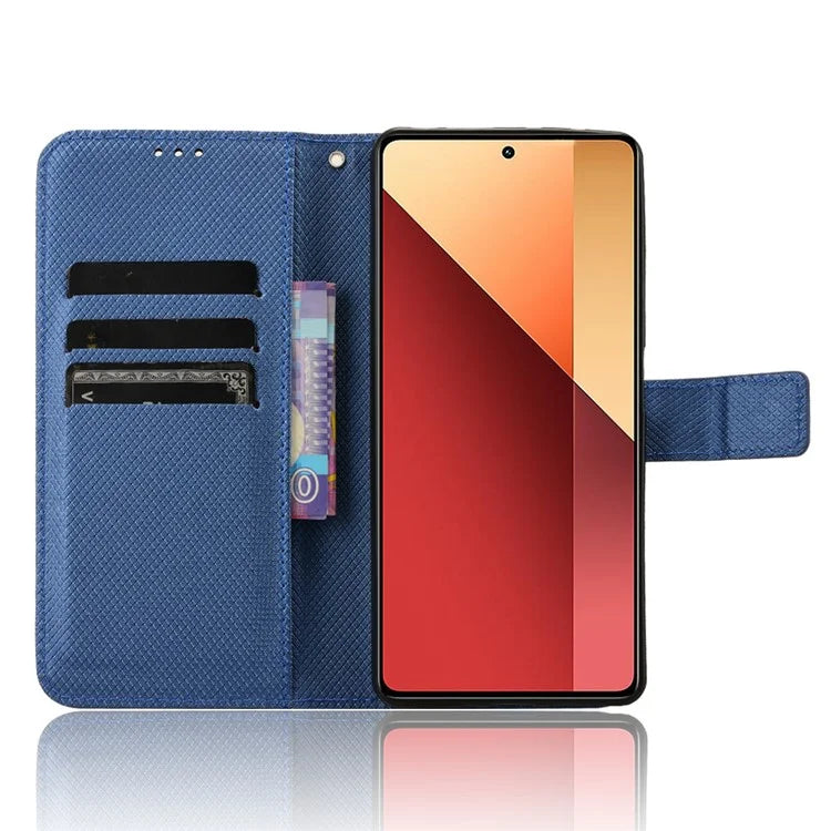 For Xiaomi Redmi Note 13 Pro 4G / Poco M6 Pro 4G Leather Case Diamond Texture Flip Protective Phone Cover
