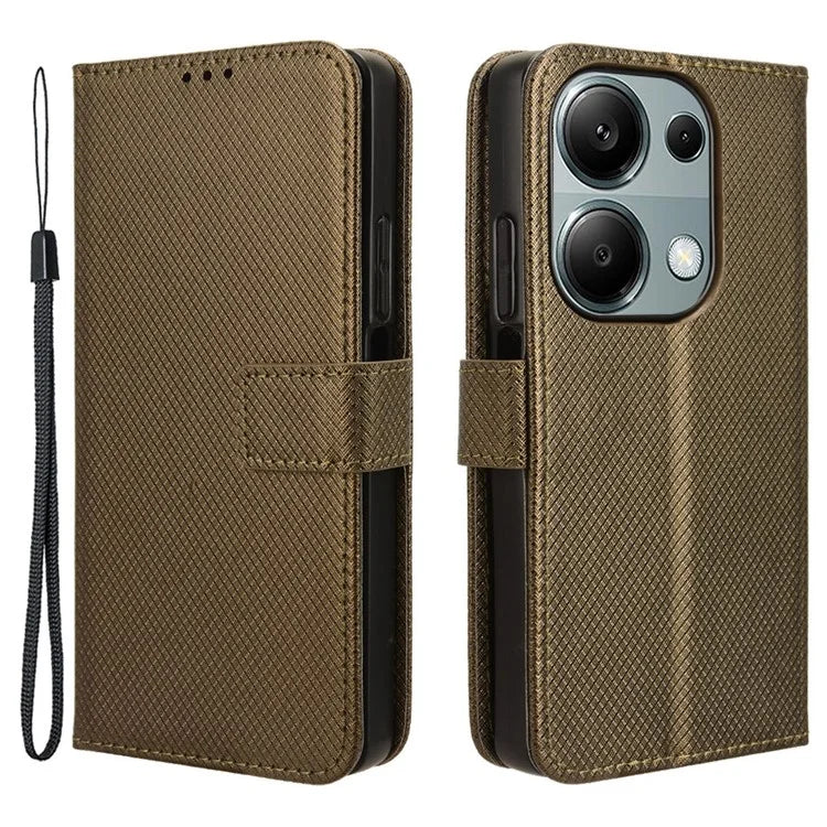 For Xiaomi Redmi Note 13 Pro 4G / Poco M6 Pro 4G Leather Case Diamond Texture Flip Protective Phone Cover