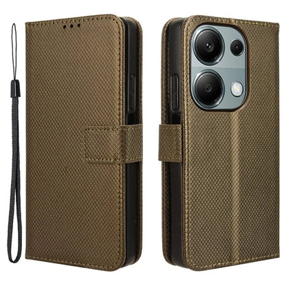For Xiaomi Redmi Note 13 Pro 4G / Poco M6 Pro 4G Leather Case Diamond Texture Flip Protective Phone Cover
