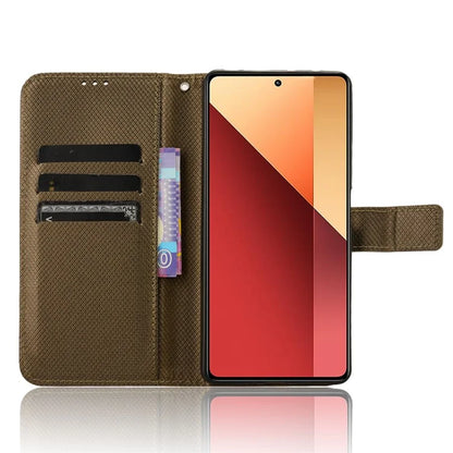 For Xiaomi Redmi Note 13 Pro 4G / Poco M6 Pro 4G Leather Case Diamond Texture Flip Protective Phone Cover
