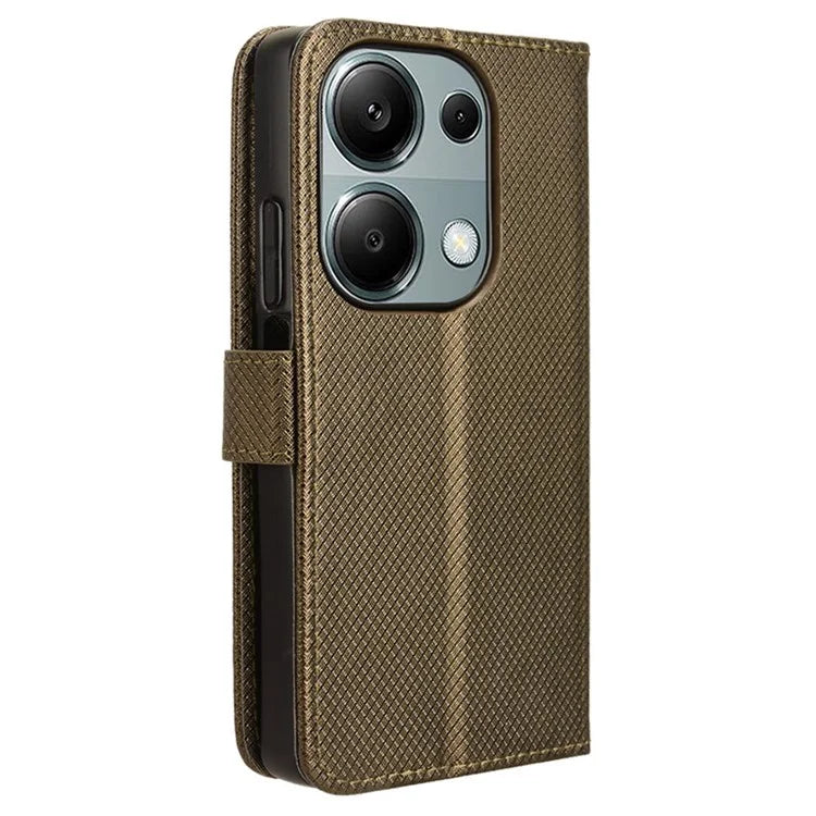 For Xiaomi Redmi Note 13 Pro 4G / Poco M6 Pro 4G Leather Case Diamond Texture Flip Protective Phone Cover
