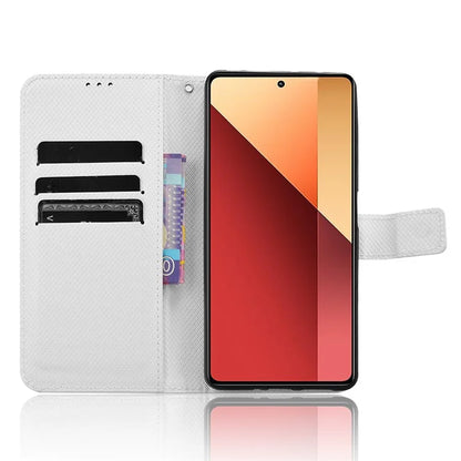 For Xiaomi Redmi Note 13 Pro 4G / Poco M6 Pro 4G Leather Case Diamond Texture Flip Protective Phone Cover