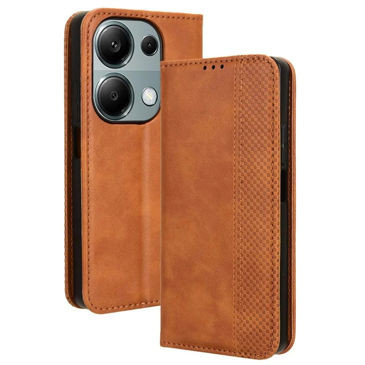 For Xiaomi Redmi Note 13 Pro 4G / Poco M6 Pro 4G Wallet Case Leather Vintage Phone Cover