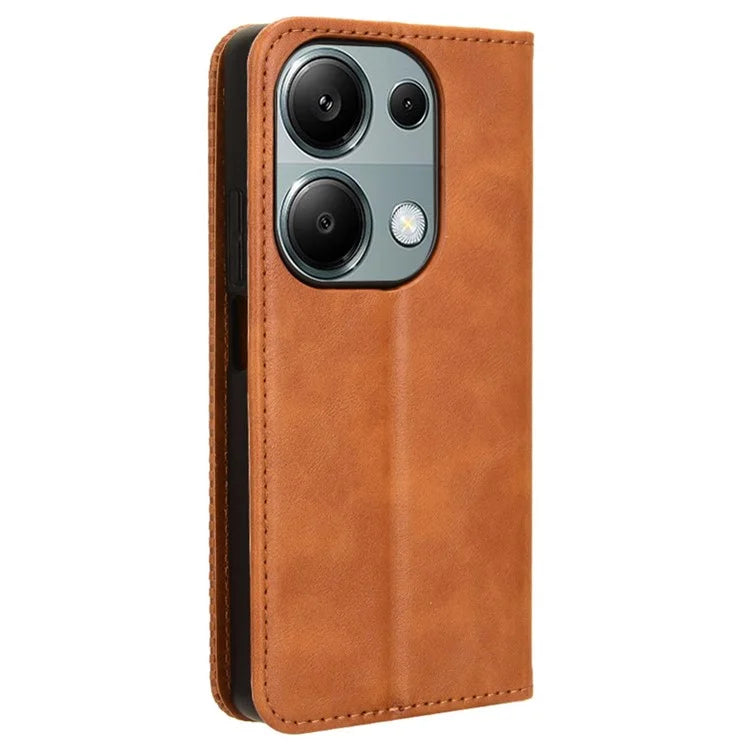 For Xiaomi Redmi Note 13 Pro 4G / Poco M6 Pro 4G Wallet Case Leather Vintage Phone Cover