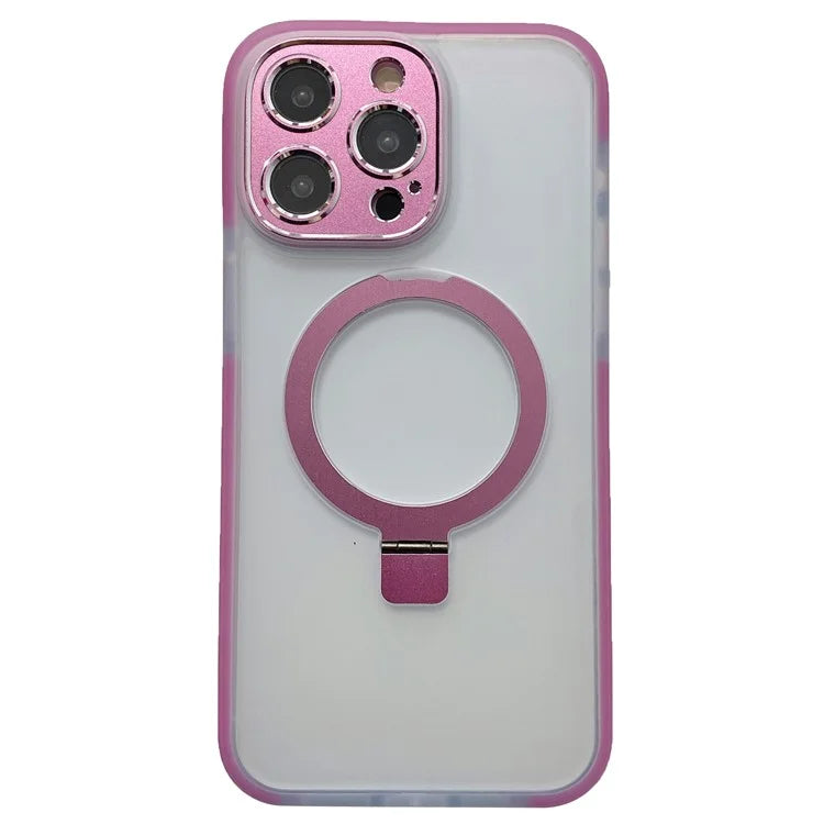 For iPhone 15 Pro Case Kickstand Protective Magnetic Phone Cover with Lens Protector