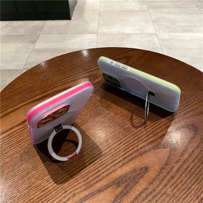 For iPhone 15 Pro Case Kickstand Protective Magnetic Phone Cover with Lens Protector