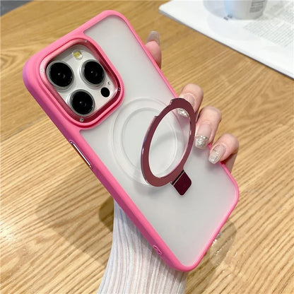 For iPhone 15 Pro Case Ring Kickstand Magnetic Phone Cover