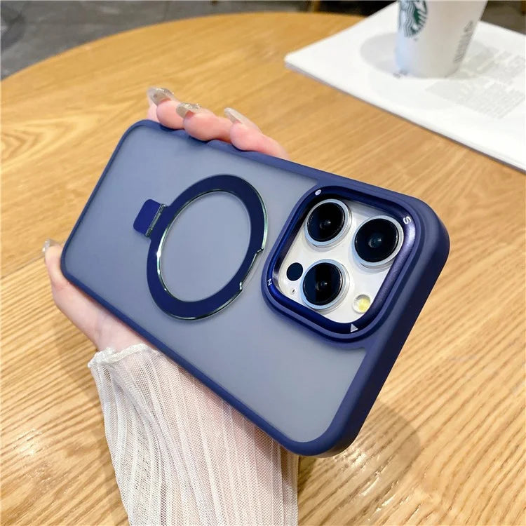 For iPhone 15 Pro Case Ring Kickstand Magnetic Phone Cover