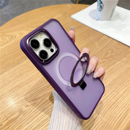 For iPhone 15 Pro Max Magnetic Case Shockproof Phone Cover Ring Holder Kickstand