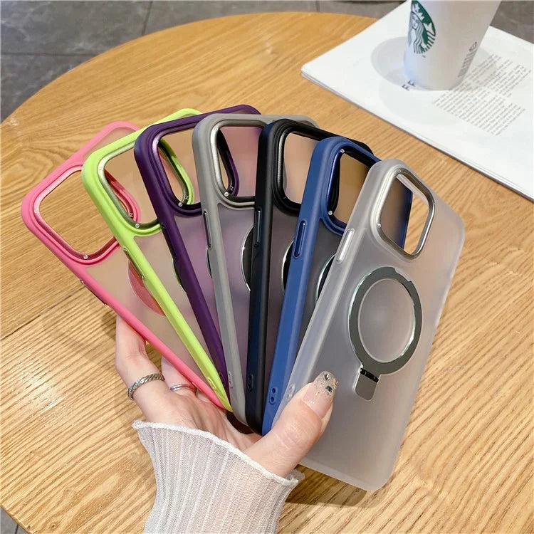 For iPhone 15 Pro Max Magnetic Case Shockproof Phone Cover Ring Holder Kickstand