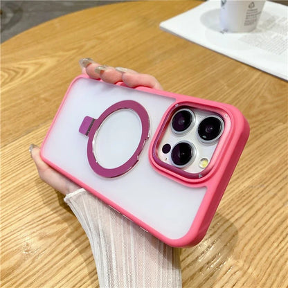 For iPhone 15 Pro Max Magnetic Case Shockproof Phone Cover Ring Holder Kickstand