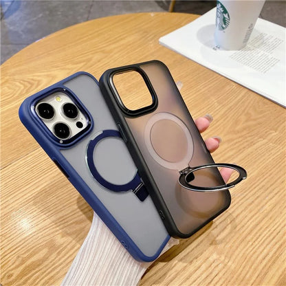 For iPhone 15 Pro Max Magnetic Case Shockproof Phone Cover Ring Holder Kickstand