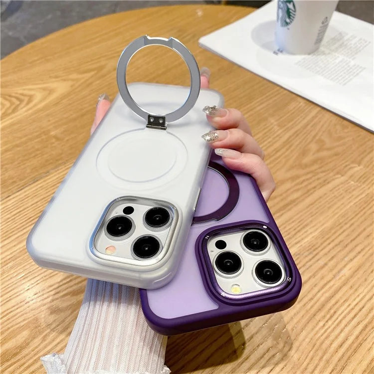 For iPhone 15 Pro Max Magnetic Case Shockproof Phone Cover Ring Holder Kickstand