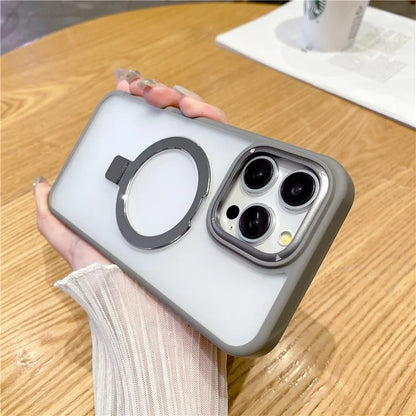 For iPhone 15 Pro Max Magnetic Case Shockproof Phone Cover Ring Holder Kickstand