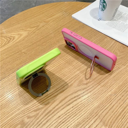 For iPhone 15 Pro Max Magnetic Case Shockproof Phone Cover Ring Holder Kickstand