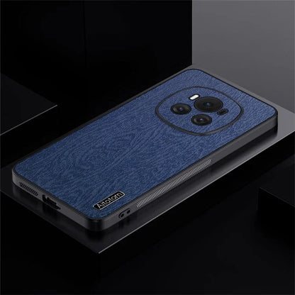 For Honor Magic6 5G Case PU +PC+TPU Wood Grain Texture Mobile Phone Back Cover