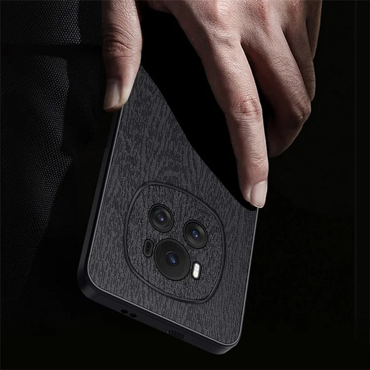 For Honor Magic6 5G Case PU +PC+TPU Wood Grain Texture Mobile Phone Back Cover