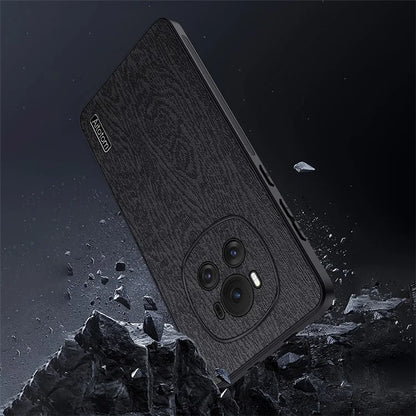 For Honor Magic6 5G Case PU +PC+TPU Wood Grain Texture Mobile Phone Back Cover