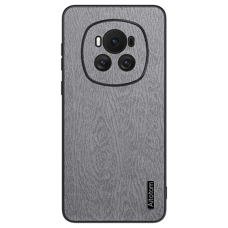For Honor Magic6 5G Case PU +PC+TPU Wood Grain Texture Mobile Phone Back Cover