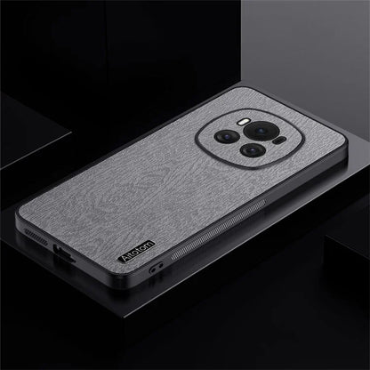 For Honor Magic6 5G Case PU +PC+TPU Wood Grain Texture Mobile Phone Back Cover