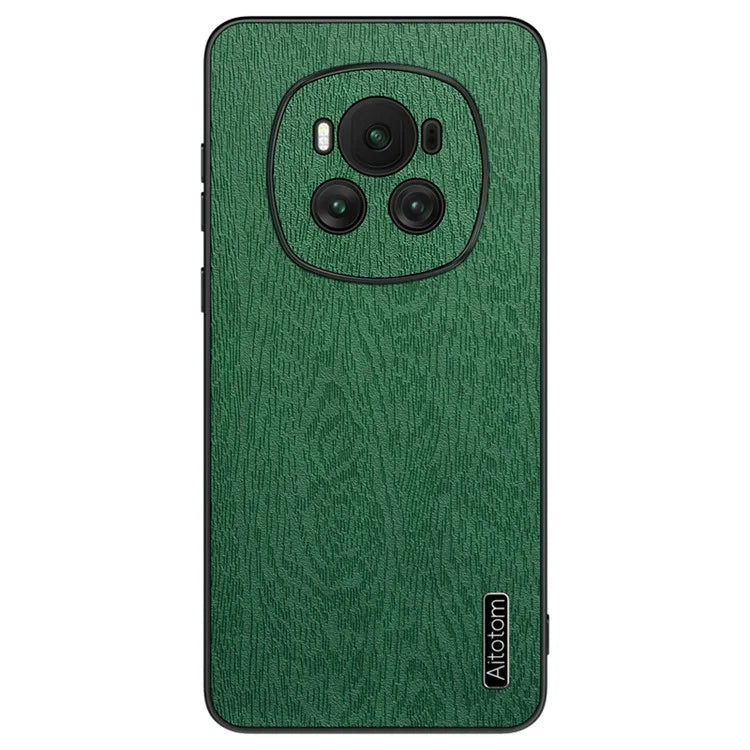 For Honor Magic6 5G Case PU +PC+TPU Wood Grain Texture Mobile Phone Back Cover