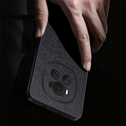 For Honor Magic6 5G Case PU +PC+TPU Wood Grain Texture Mobile Phone Back Cover