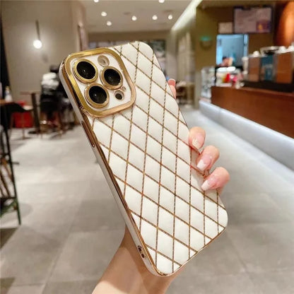 For iPhone 15 Pro Case Flexible TPU Rhombus Pattern Phone Shell