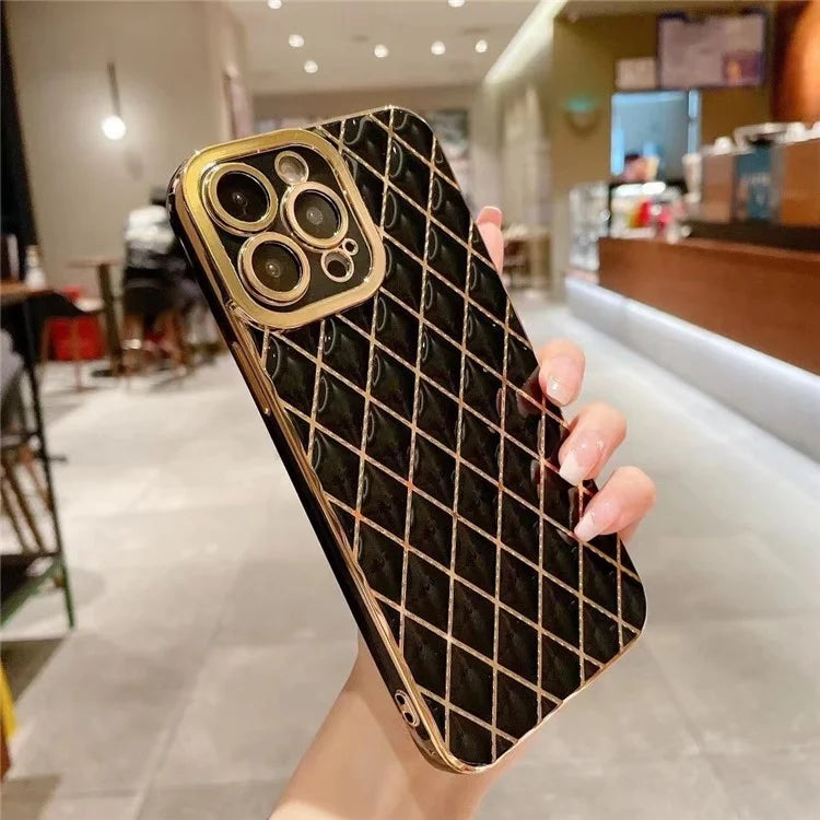 For iPhone 15 Pro Case Flexible TPU Rhombus Pattern Phone Shell