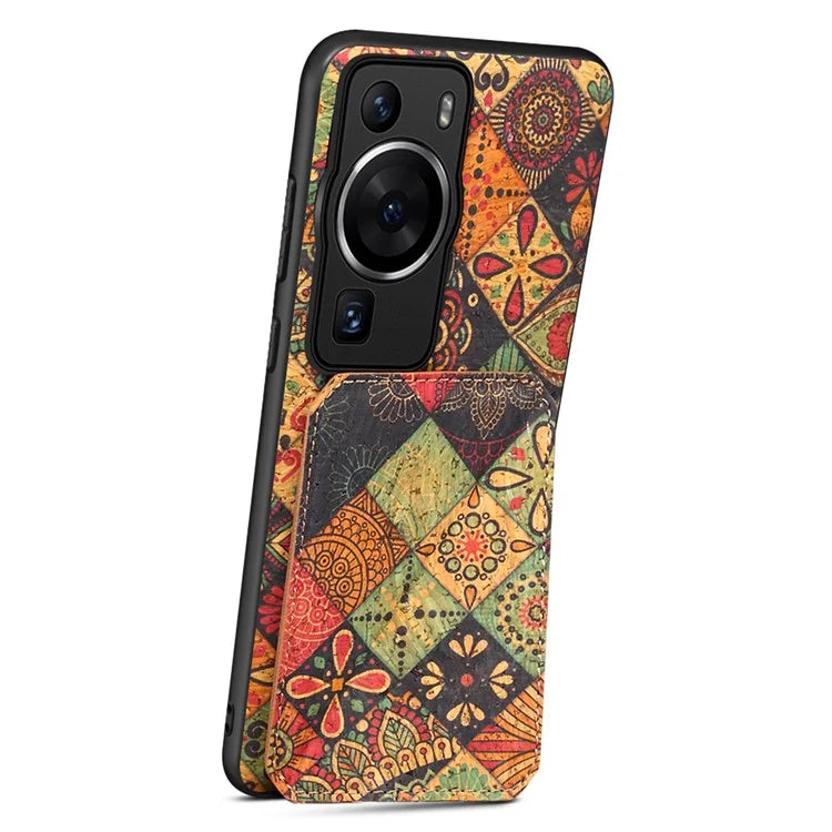 For Huawei P60 / P60 Pro Phone Case Hidden Card Holder Flower Pattern Back Cover
