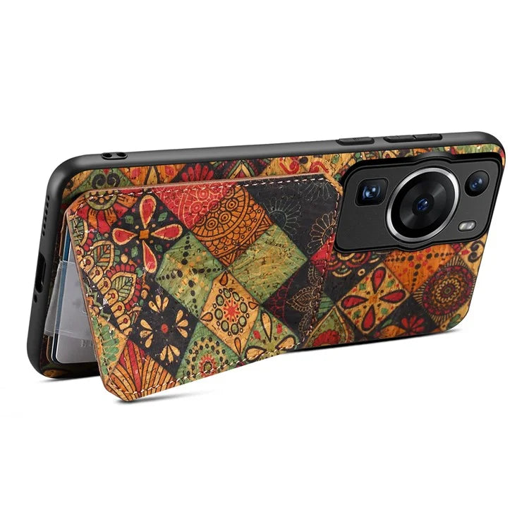 For Huawei P60 / P60 Pro Phone Case Hidden Card Holder Flower Pattern Back Cover