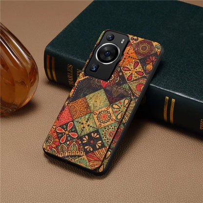 For Huawei P60 / P60 Pro Phone Case Hidden Card Holder Flower Pattern Back Cover