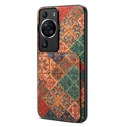 For Huawei P60 / P60 Pro Phone Case Hidden Card Holder Flower Pattern Back Cover